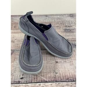 Crocs Shoes Mens 7 Walu Moc Toe Loafers Sneakers 11270 Purple Canvas Slip on